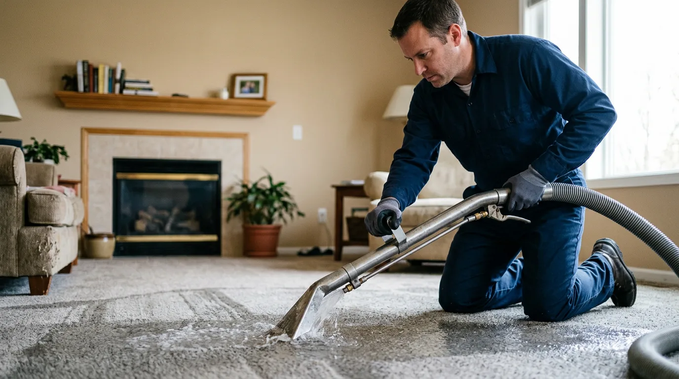 Water damage restoration technician working near Groesbeck, TX